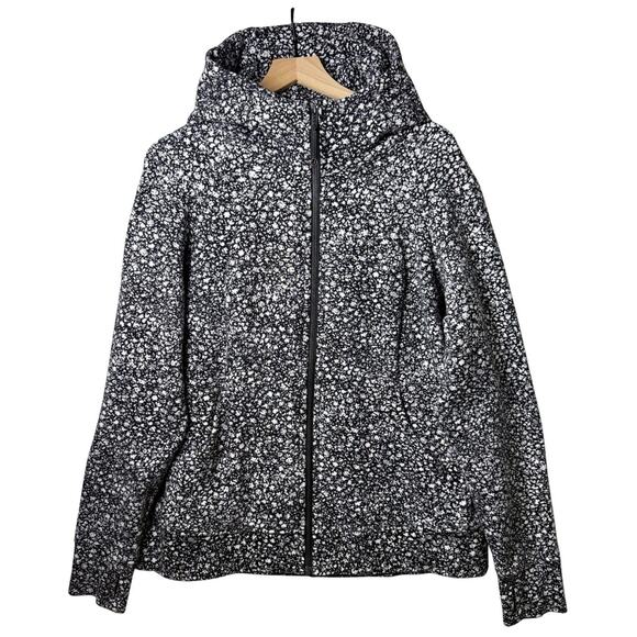 Lululemon Scuba Hoodie Venture Floral Alpine White Black Zip Logo Womens 18 - Picture 1 of 11